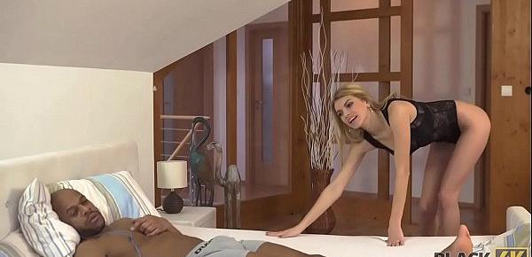  BLACK4K. Nice blonde babe Karina Grand wants to try big cock of black hotel guest